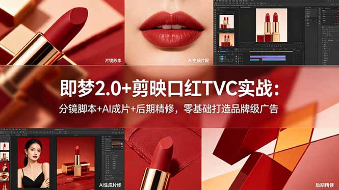 （18729期）即梦2.0+剪映口红TVC实战：分镜脚本+AI成片+后期精修，零基础打造品牌级广告-知创网