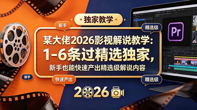 （18946期）某大佬2026影视解说教学：1-6条过精选独家，新手也能快速产出精选级解说内容-知创网