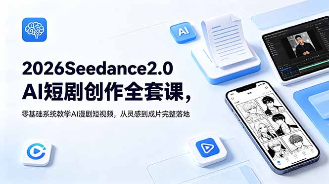 （18958期）2026Seedance2.0AI短剧创作全套课，零基础系统教学AI漫剧短视频，从灵感到成片完整落地-知创网