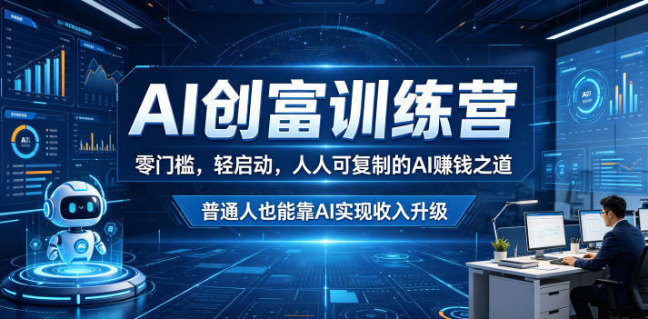 AI创富训练营,零门槛,轻启动,人人可复制的AI賺钱之道,普通人也能靠AI实现收入升级-知创网