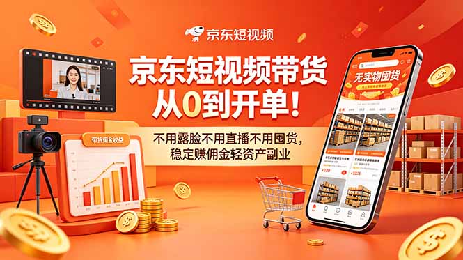 （18895期）京东短视频带货从0到开单！不用露脸不用直播不用囤货，稳定赚佣金轻资产副业-知创网
