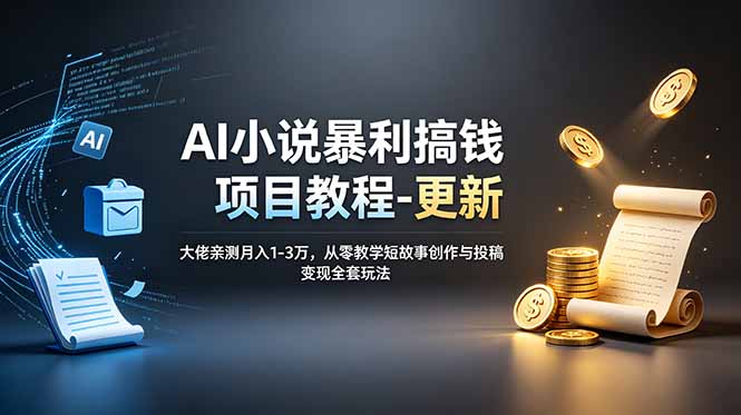 (19030期)AI小说暴利搞钱项目教程-更新,大佬亲测月入1-3万,从零教学短故事创作与投稿变现全套玩法-知创网