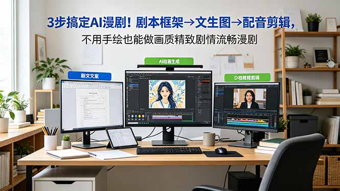 （18866期）3步搞定AI漫剧！剧本框架→文生图→配音剪辑，不用手绘也能做画质精致剧情流畅漫剧-知创网