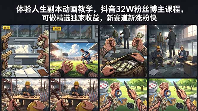 （18826期）体验人生副本动画教学， 抖音32W粉丝博主课程，可做精选独家收益，新赛道新涨粉快-知创网