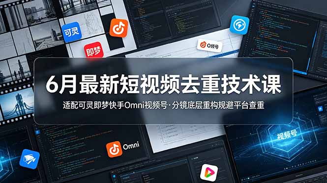 (19031期)6月最新短视频去重技术课,适配可灵即梦快手Omni视频号,分镜底层重构规避平台查重-知创网