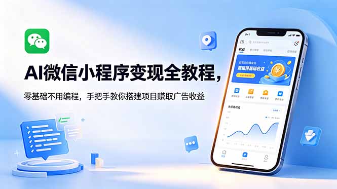 (18773期)AI微信小程序变现全教程,零基础不用编程,手把手教你搭建项目赚取广告收益-知创网