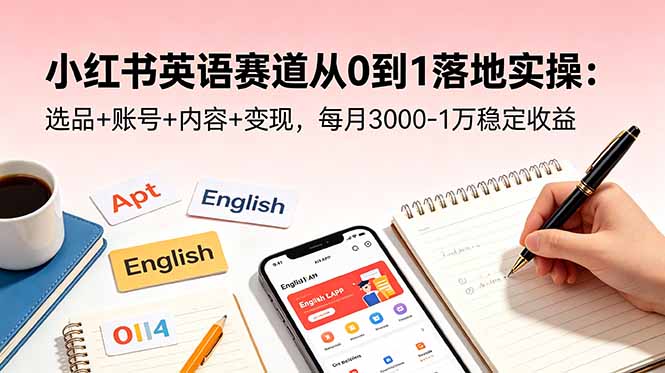 （18771期）小红书英语赛道从0到1落地实操：选品+账号+内容+变现，每月3000-1万稳定收益-知创网