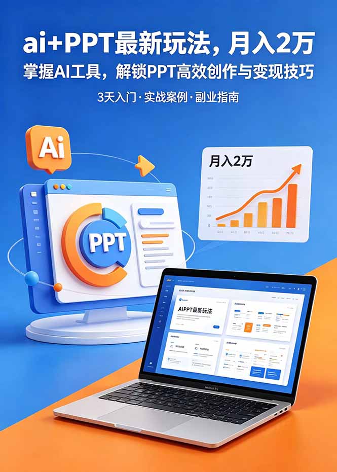 （18881期）ai+PPT最新玩法，月入2万掌握AI工具，解锁PPT高效创作与变现技巧3天入门，实战案例·副业指南-知创网