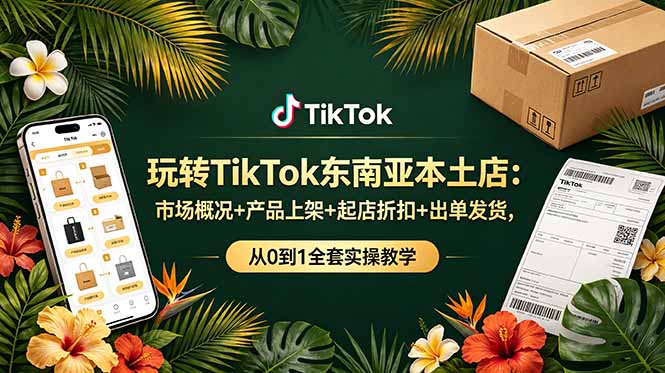（19045期）玩转TikTok东南亚本土店：市场概况+产品上架+起店折扣+出单发货，从0到1全套实操教学-知创网