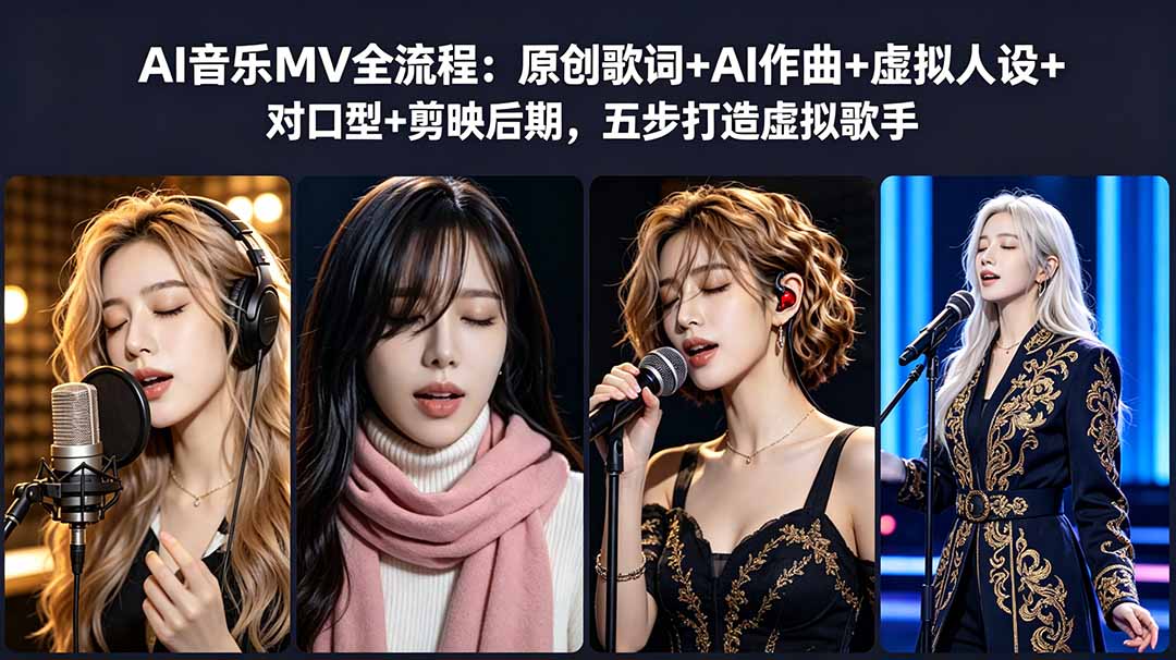 （18710期）AI音乐MV全流程：原创歌词+AI作曲+虚拟人设+对口型+剪映后期，五步打造虚拟歌手-知创网