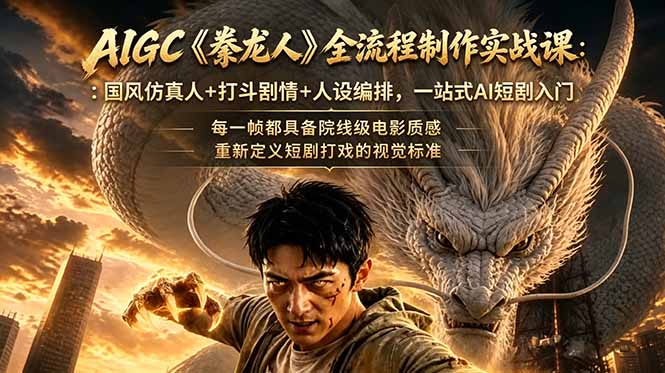 （18849期）AIGC《豢龙人》全流程制作实战课：国风仿真人+打斗剧情+人设编排，一站式AI短剧入门-知创网