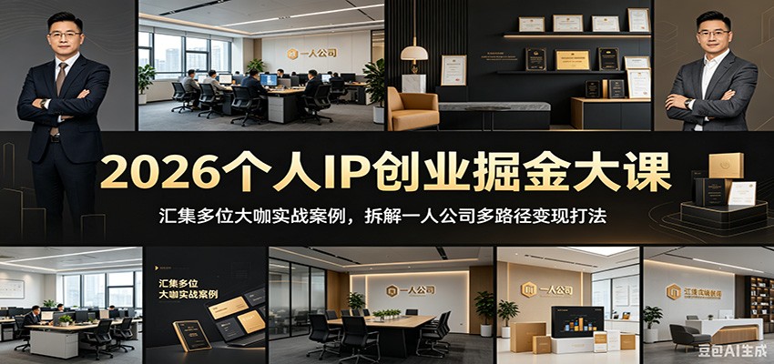 2026个人IP创业掘金大课：汇集多位大咖实战案例，拆解一人公司多路径变现打法-知创网