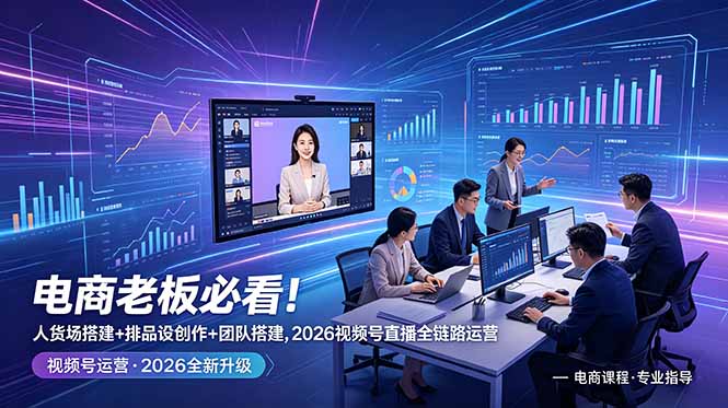 （18845期）电商老板必看！人货场搭建+排品设计+素材创作+团队搭建，2026视频号直播全链路运营-知创网