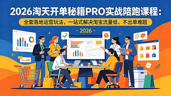 （18844期）2026淘天开单秘籍PRO实战陪跑课程：全套落地运营玩法，一站式解决淘宝流量低、不出单难题-知创网
