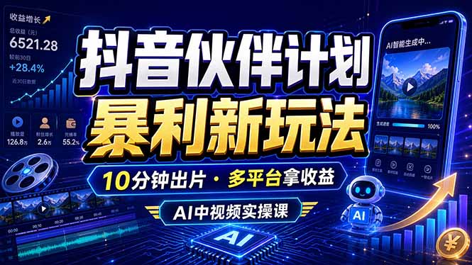 (18869期)抖音伙伴计划最新玩法,无需配音剪辑,10分钟出一条原创视频,轻松日入三位数-知创网