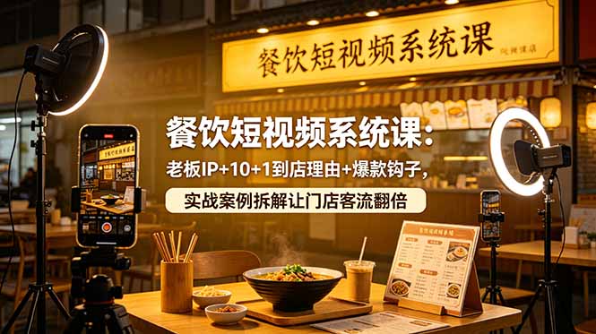 （18712期）餐饮短视频系统课：老板IP+10+1到店理由+爆款钩子，实战案例拆解让门店客流翻倍-知创网