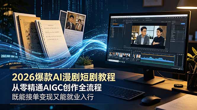 (18980期)2026 爆款 AI 漫剧短剧教程 从零精通 AIGC 创作全流程 既能接单变现又能就业入行-知创网