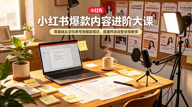 （19118期）小红书爆款内容进阶大课，零基础从定位养号到爆款笔记，直播开店完整变现教学-知创网