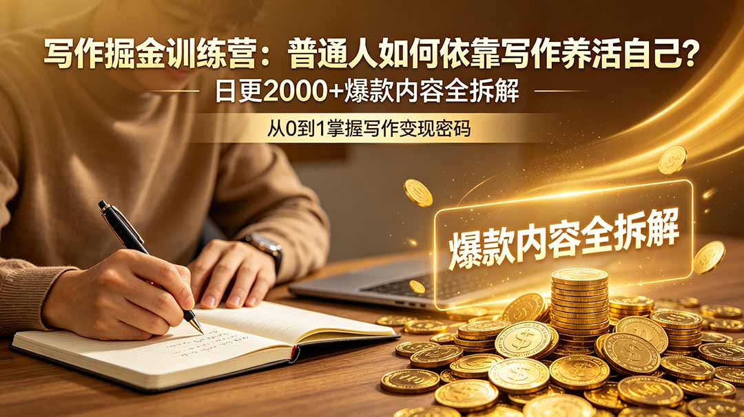 (18901期)写作掘金训练营:普通人如何依靠写作养活自己?日更2000+爆款内容全拆解-知创网