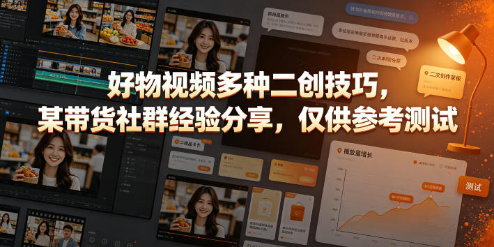 好物视频多种二创技巧，某带货社群经验分享，仅供参考测试-知创网