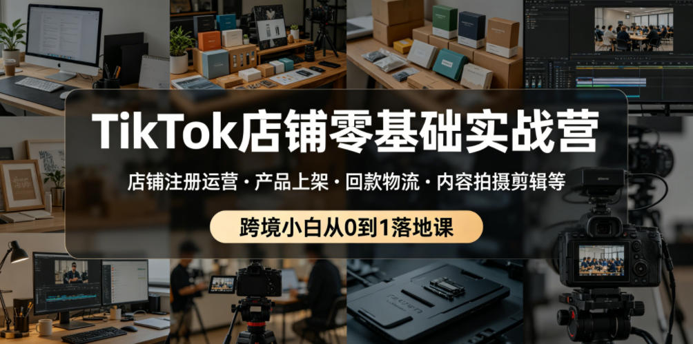 TikTok店铺零基础实战营,店铺注册运营・产品上架・回款物流・内容拍摄剪辑等 ,跨境小白从0到1落地课-知创网