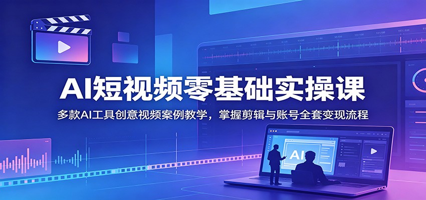 AI短视频零基础实操课：多款AI工具创意视频案例教学，掌握剪辑与账号全套变现流程-知创网