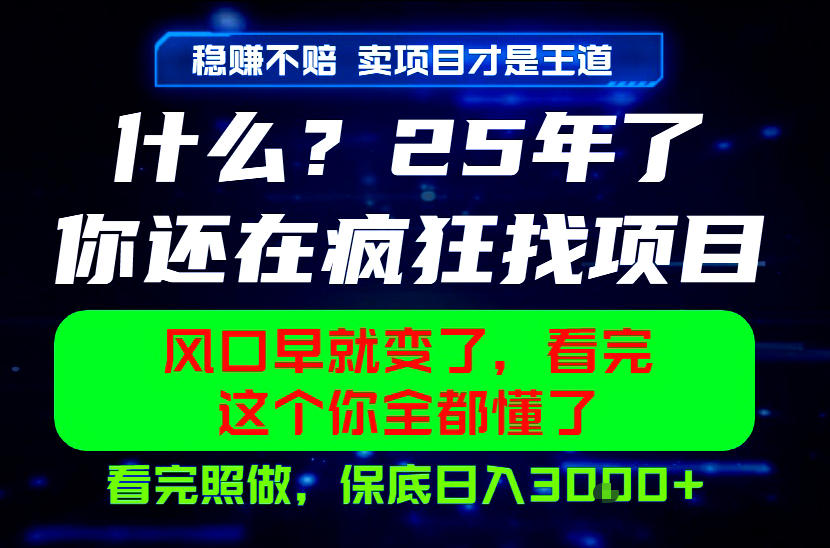 26年，请不要疯狂的找项目做了！卖项目才是真的稳賺不赔，看完照做，保底日入1k+【揭秘】-知创网