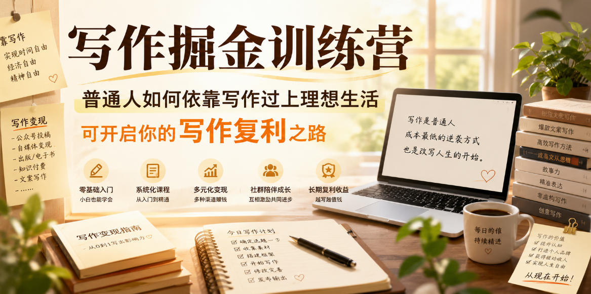写作掘金训练营,普通人如何依靠写作过上理想生活,可开启你的写作复利之路(更新6月)-知创网