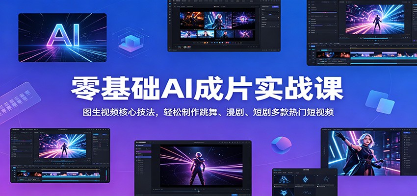 零基础AI成片实战课：图生视频核心技法，轻松制作跳舞、漫剧、短剧多款热门短视频-知创网