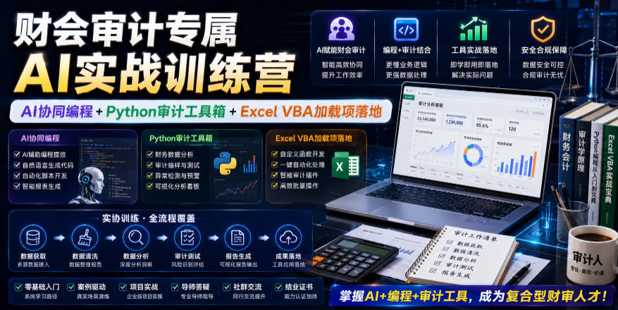 财会审计专属AI实战训练营|AI协同编程+Python审计工具箱+Excel VBA加载项落地-知创网