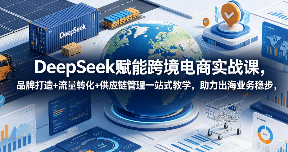 DeepSeek赋能跨境电商实战课，品牌打造+流量转化+供应链管理一站式教学，助力出海业务稳步发展-知创网