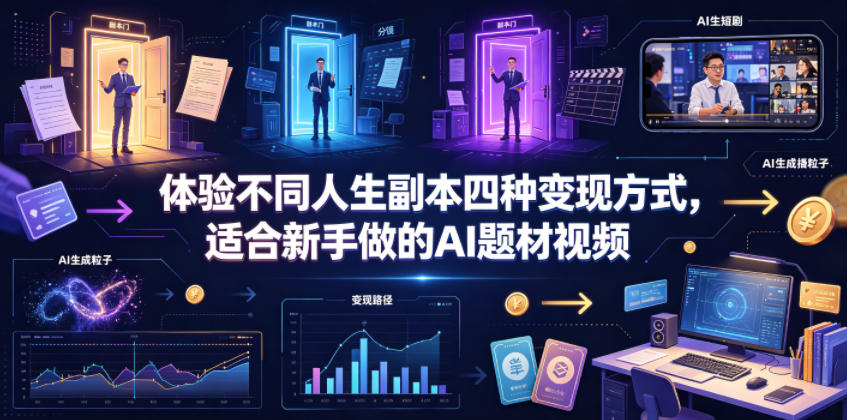 体验不同人生副本四种变现方式,适合新手做的AI题材视频-知创网