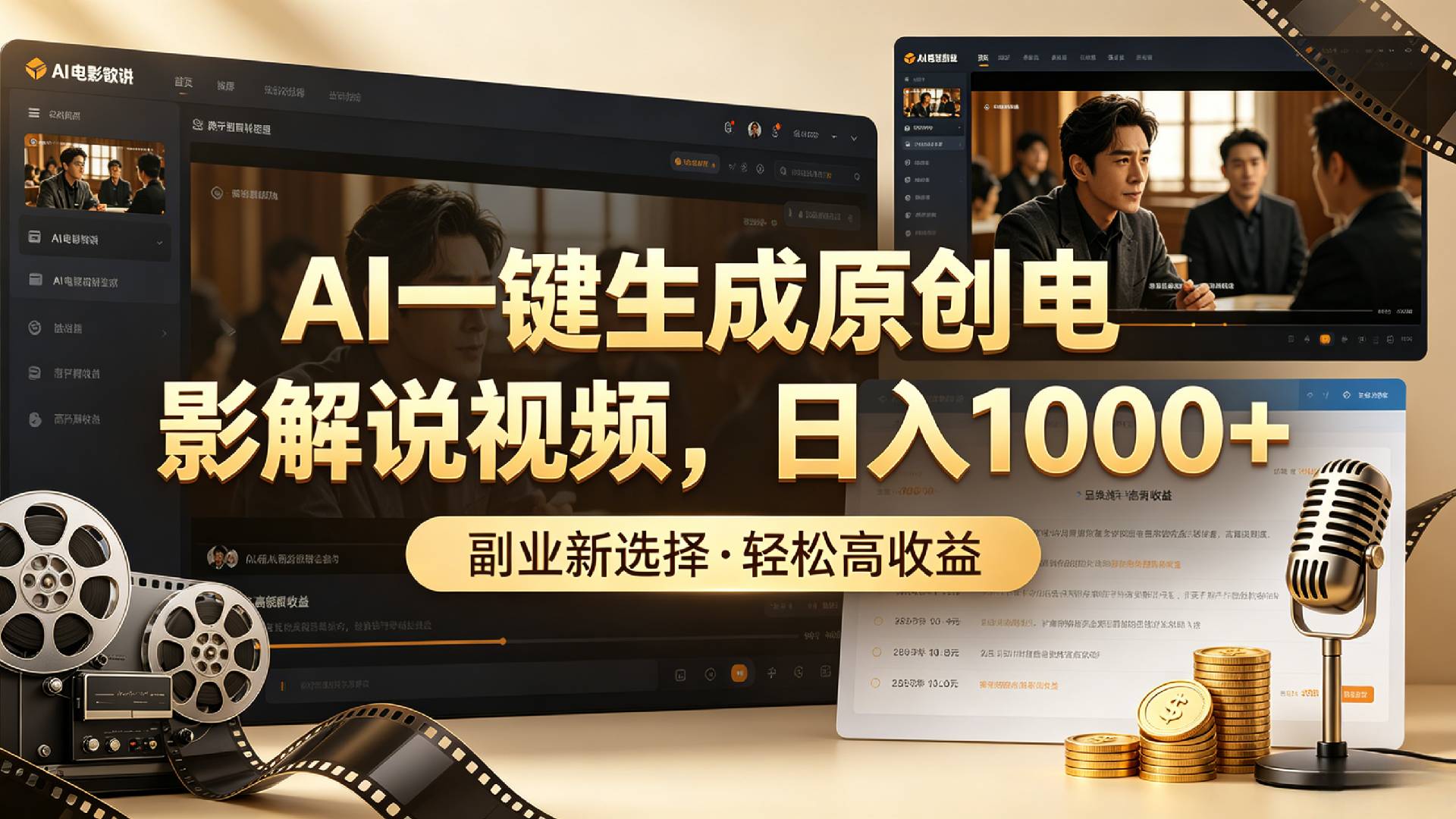 AI一键生成原创电影解说视频,日入1000+!-知创网
