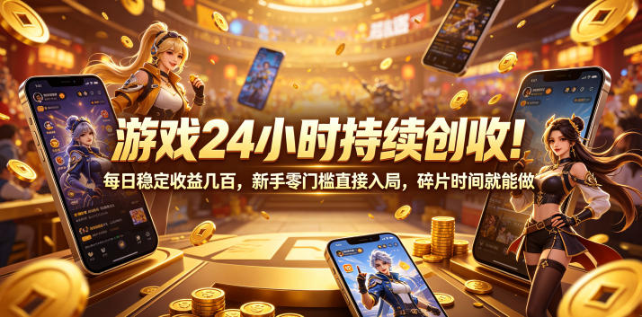 游戏24小时持续创收!每日稳定收益几百,新手零门槛直接入局,碎片时间就能做【揭秘】-知创网