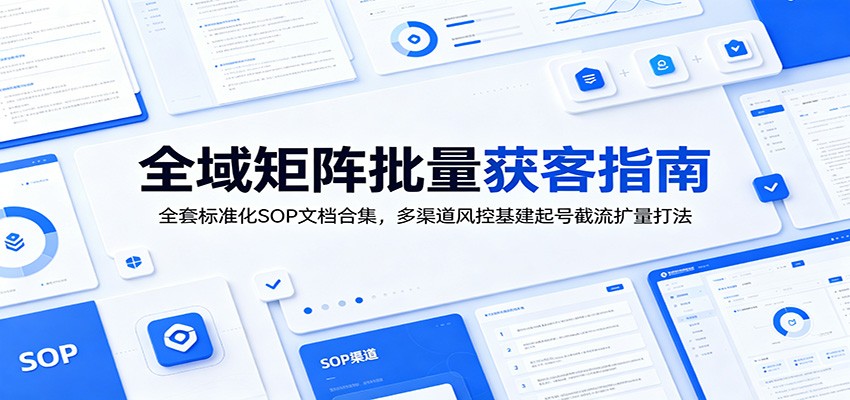 全域矩阵批量获客指南：全套标准化SOP文档合集，多渠道风控基建起号截流扩量打法-知创网