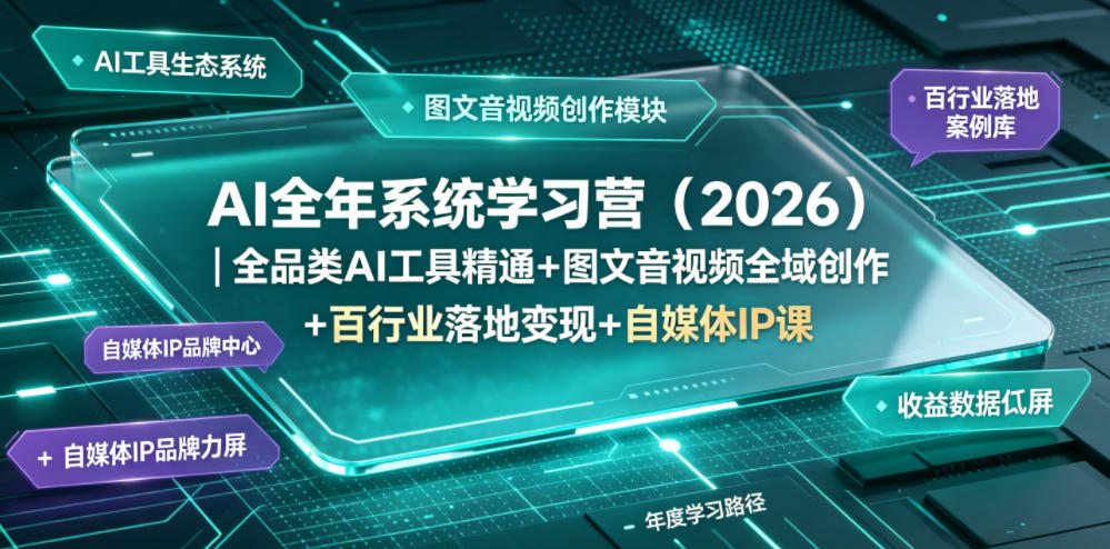 AI全年系统学习营（2026）｜全品类AI工具精通+图文音视频全域创作+百行业落地变现+自媒体IP打造年度进阶大课-知创网