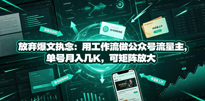 放弃爆文执念：用工作流做公众号流量主，单号月入几K，可矩阵放大-知创网