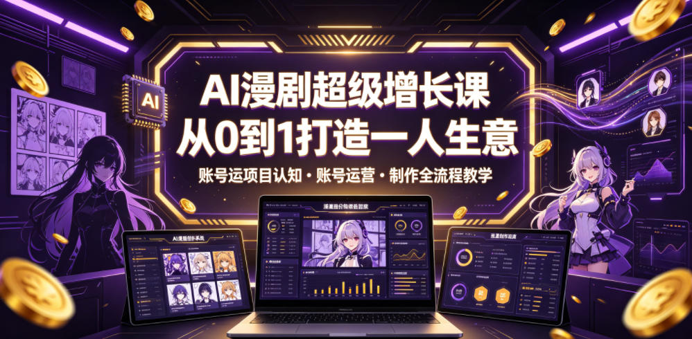 AI漫剧超级增长课,从0到1打造一人生意,项目认知・账号运营・制作全流程教学-知创网