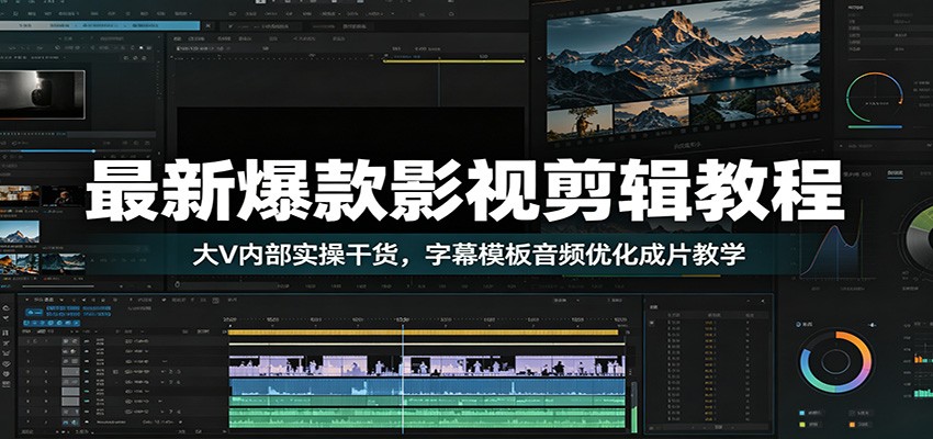 最新爆款影视剪辑教程：大V内部实操干货，字幕模板音频优化成片教学-知创网