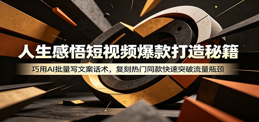 人生感悟短视频爆款打造秘籍：巧用A 批量写文案话术，复刻热门同款快速突破流量瓶颈-知创网
