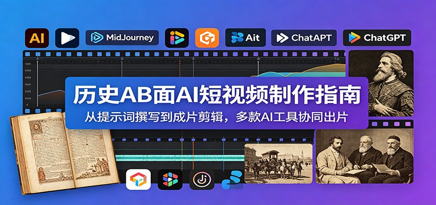 历史AB面AI短视频制作指南：从提示词撰写到成片剪辑，多款AI工具协同出片-知创网
