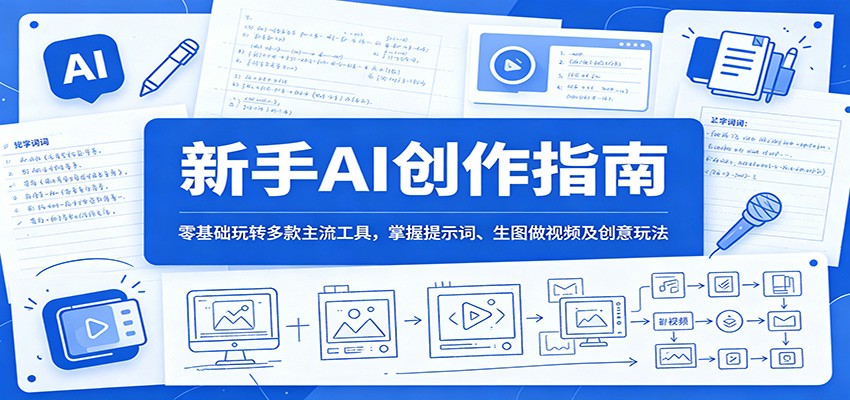 新手AI创作指南：零基础玩转多款主流工具，掌握提示词、生图做视频及创意玩法-知创网
