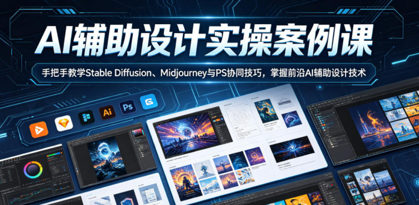 AI辅助设计实操案例课，手把手教学Stable Diffusion、Midjourney与PS协同技巧，掌握前沿AI辅助设计技术-知创网