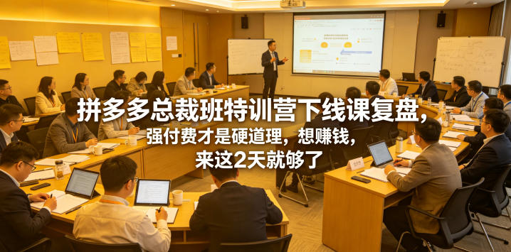 拼多多总裁班特训营下线课复盘,强付费才是硬道理,想賺钱,来这2天就够了-知创网