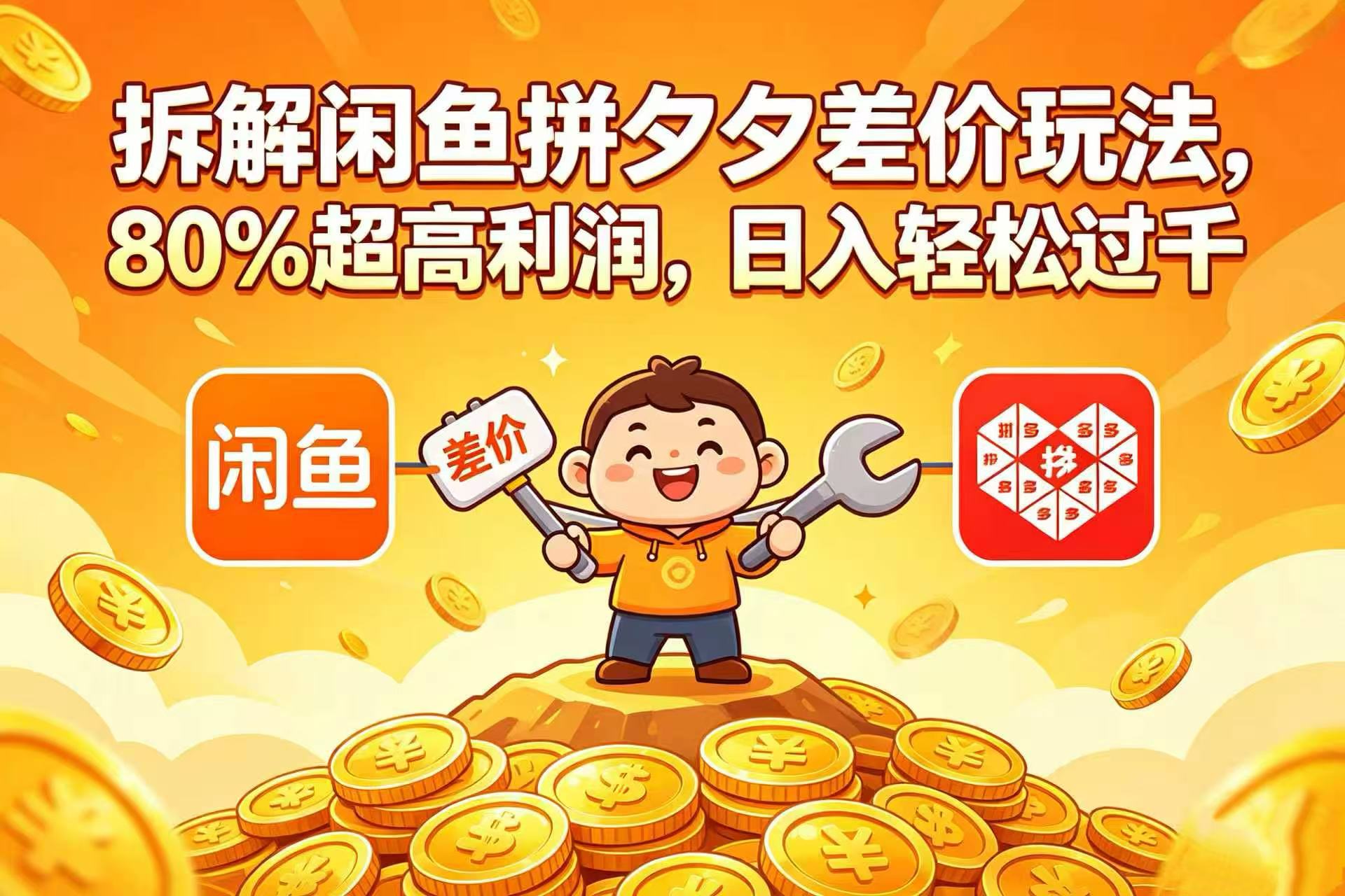 拆解闲鱼拼夕夕差价玩法，80% 超高利润，日入轻松过千-知创网