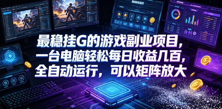 最稳挂G的游戏副业项目，一台电脑轻松每日收益几百，全自动运行，可以矩阵放大【揭秘】-知创网