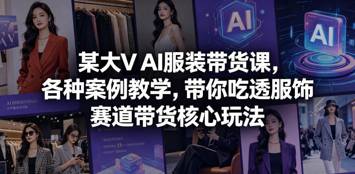 某大V AI服装带货课，各种案例教学，带你吃透服饰赛道带货核心玩法-知创网