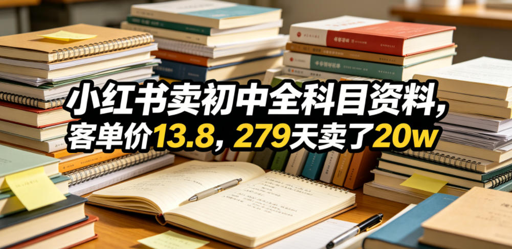 小红书卖初中全科目资料,客单价13.8,279天卖了20w-知创网