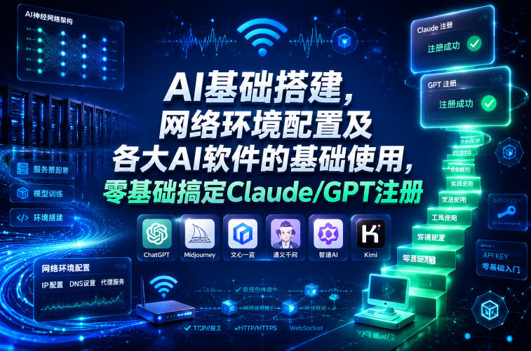 AI基础搭建,网络环境配置及各大AI软件的基础使用,零基础搞定Claude/GPT注册-知创网