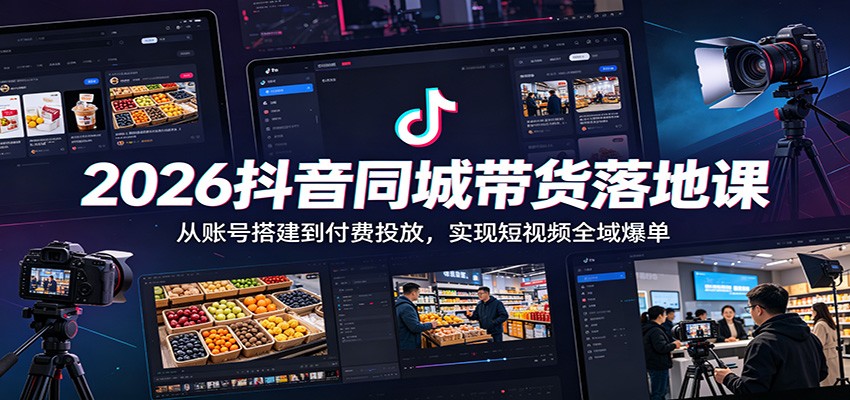 2026抖音同城带货落地课：从账号搭建到付费投放，实现短视频全域爆单-知创网